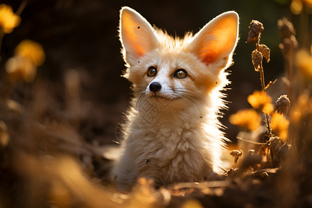 野生的大耳朵狐狸背景图片