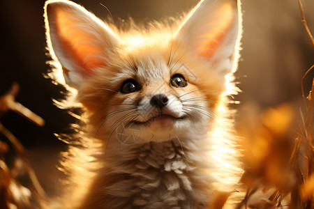 可爱大耳朵的狐狸背景图片