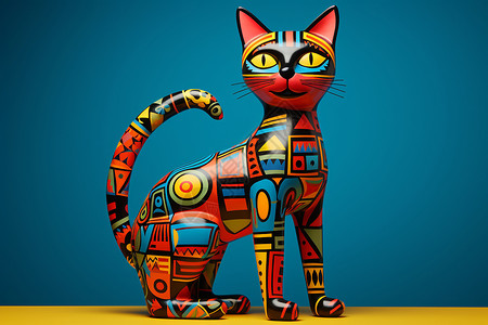 彩色的猫咪模型背景图片