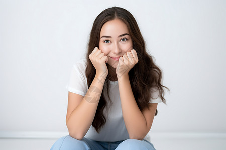 室内微笑的长发女孩背景图片