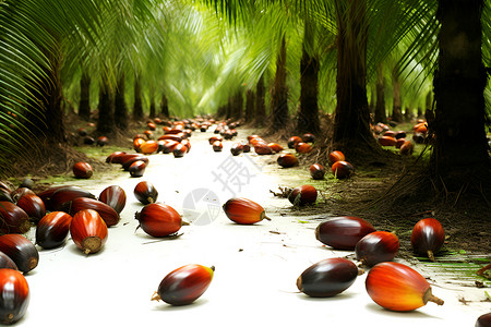 棕榈树林里的棕榈果高清图片