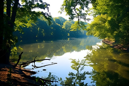 森林中的河流背景图片