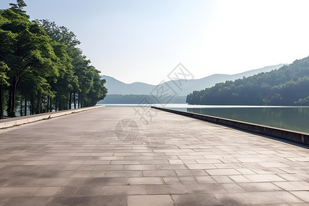 湖畔长路植物长路高清图片