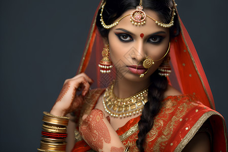 服装配饰美丽的印度女子背景