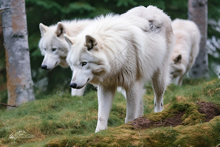 白色狼群背景图片