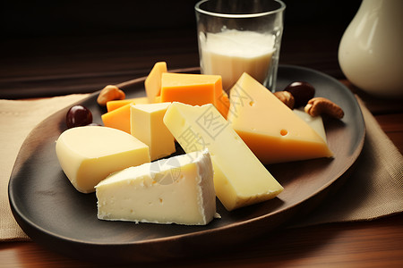 美味的奶酪和坚果盘背景图片