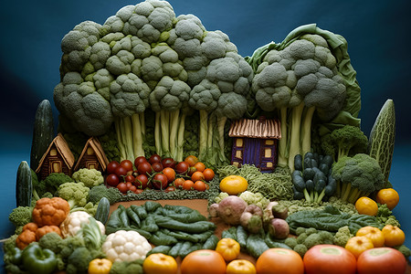 各种绿色蔬果集合背景图片