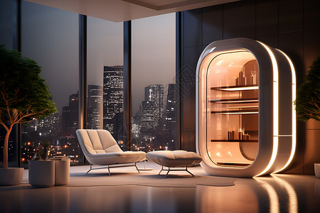 空的未来主义未来主义风格的卧室背景