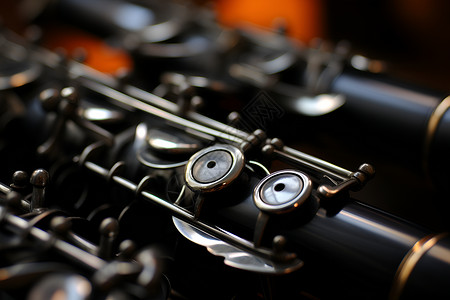 黑色背景中的一把簧管乐器背景图片