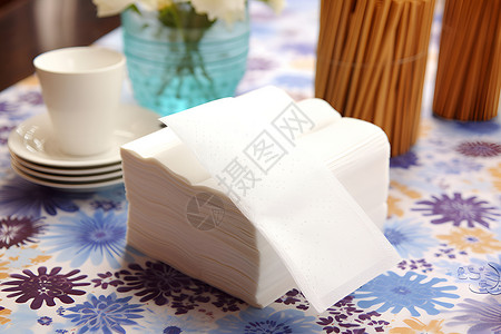 桌子模糊堆叠的纸巾背景