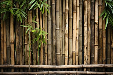 竹篱笆围栏背景图片