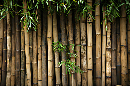 绿竹篱环绕竹子竹篱高清图片