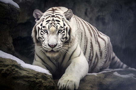 冬日亚洲雪地白虎背景图片