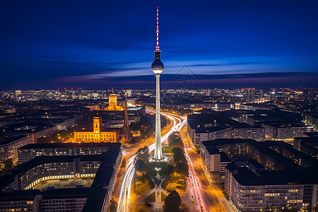 夜幕下的柏林奥林匹克塔高清图片