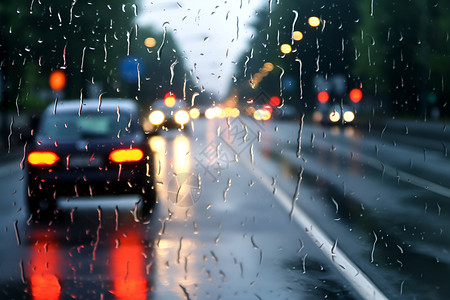 淅沥的雨中行驶的汽车背景