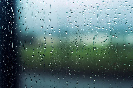窗前雨滴微糊远景图片