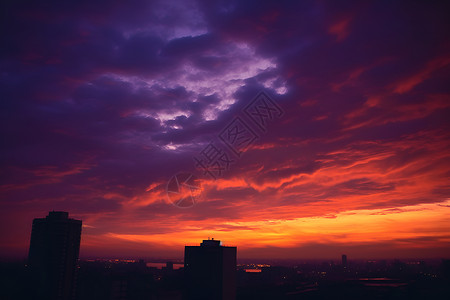 紫色城市夜景背景图片
