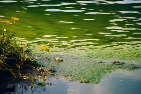 污染的池塘浮游生物肮脏的高清图片