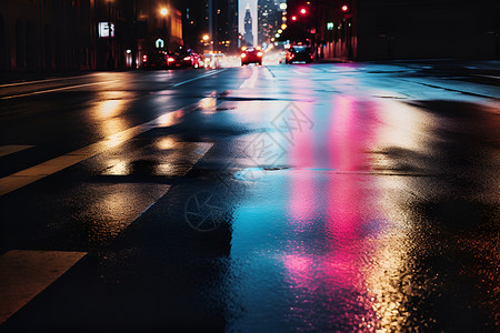 湿润的街道背景图片