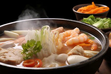 鲜美虾仁汤食材胡罗卜高清图片