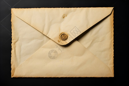 复古纸质背景黑色背景前的密封信件背景