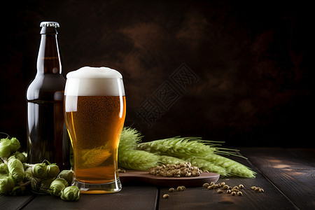 啤酒与谷物背景图片