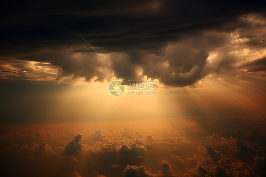 云间的一束阳光图片