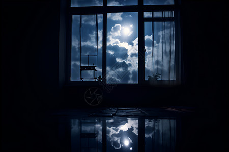夜晚的窗外窗外夜空背景