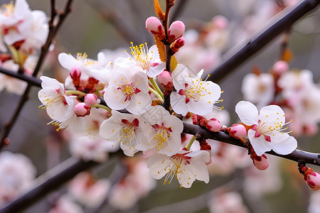 树枝上的桃花背景图片