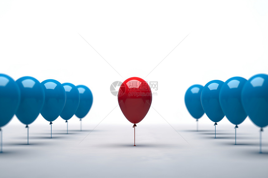 蓝色气球和红色气球图片