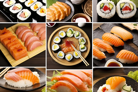 多种寿司闪烁生辉高清图片