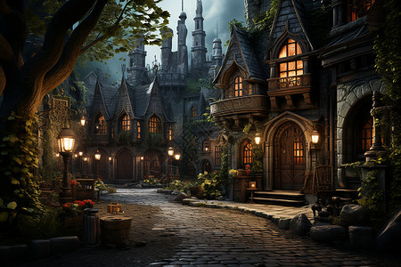 暗夜中的城堡背景图片