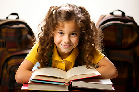 生看书的女孩背景图片