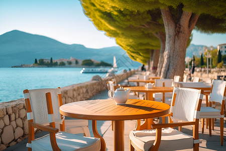 海边休闲的餐厅背景图片