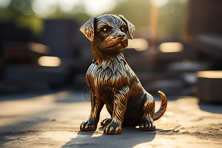 铜制的狗狗雕像背景图片
