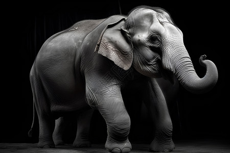 黑色长款素材大象伸着长鼻子设计图片