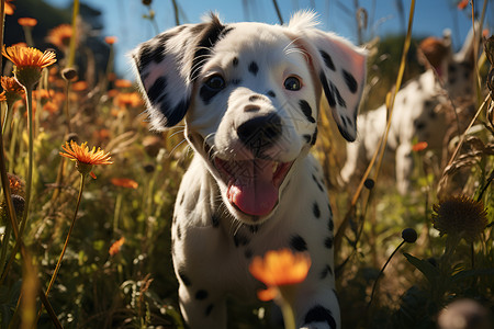 乖巧可爱的斑点犬背景图片