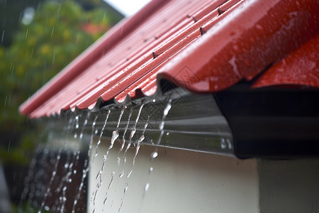 雨天排水的屋檐背景图片