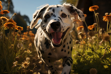 家养的斑点犬背景图片
