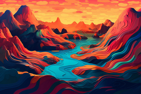 河谷的流动形态背景图片