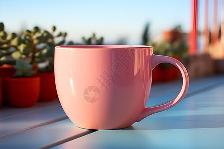 粉色的搪瓷杯高清图片
