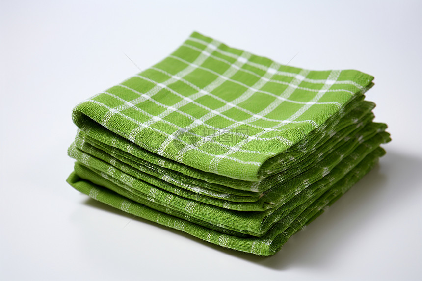 堆叠的绿色桌布图片