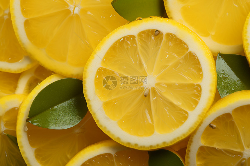 酸甜可口的柠檬果片图片