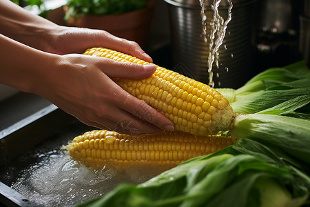 清新的玉米食物背景图片