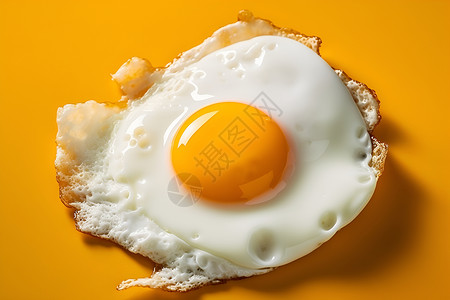 煎鸡蛋中的生蛋黄背景