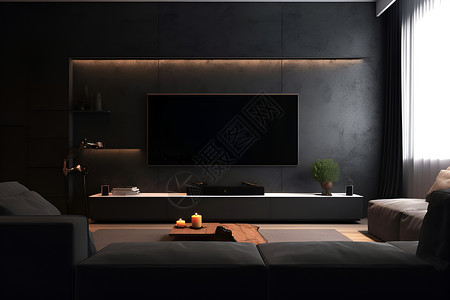 大屏显示沙发前的大屏电视机背景