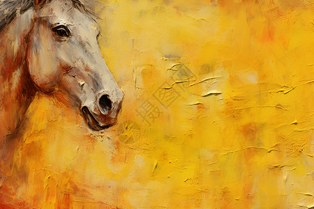 绘有黄色背景上的一匹马高清图片