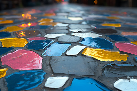 彩砖马赛克的道路高清图片