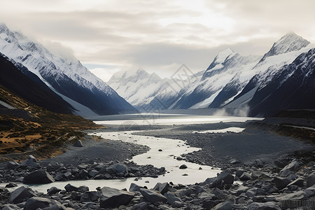 冰山中的山河背景图片