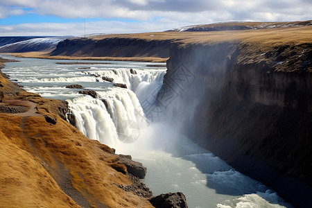 冰岛瀑布自然之美背景图片